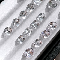 EMEJEWE Saphir Blanc de Synthèse Taille Ovale Pierre Libre Facettée avec Précision pour Bague, Collier, Clou d'oreille, Bracelet, Bijoux Couleur