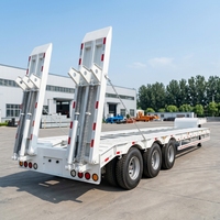 Semi-remorque surbaissée 80-100 tonnes, fabrication directe Shandong, poutre principale en acier au carbone Q345, 24 pneus 12R22.5, fiable et durable