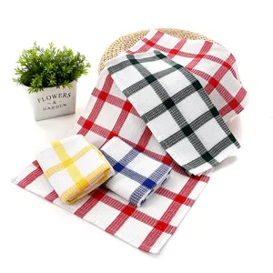 Custom 100% Cotton Waffle Wave Printed Or Yarn Dyed Kitchen Tea Towel Linen Cleaning Cloth T-05