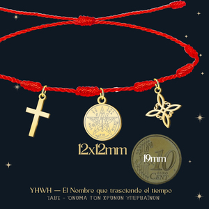 Bracciale da 7 nodi con nodo della strega fortunata Tetragrammaton croce latino oro acciaio inossidabile collana con ciondolo di protezione amuleto - Product Image 4
