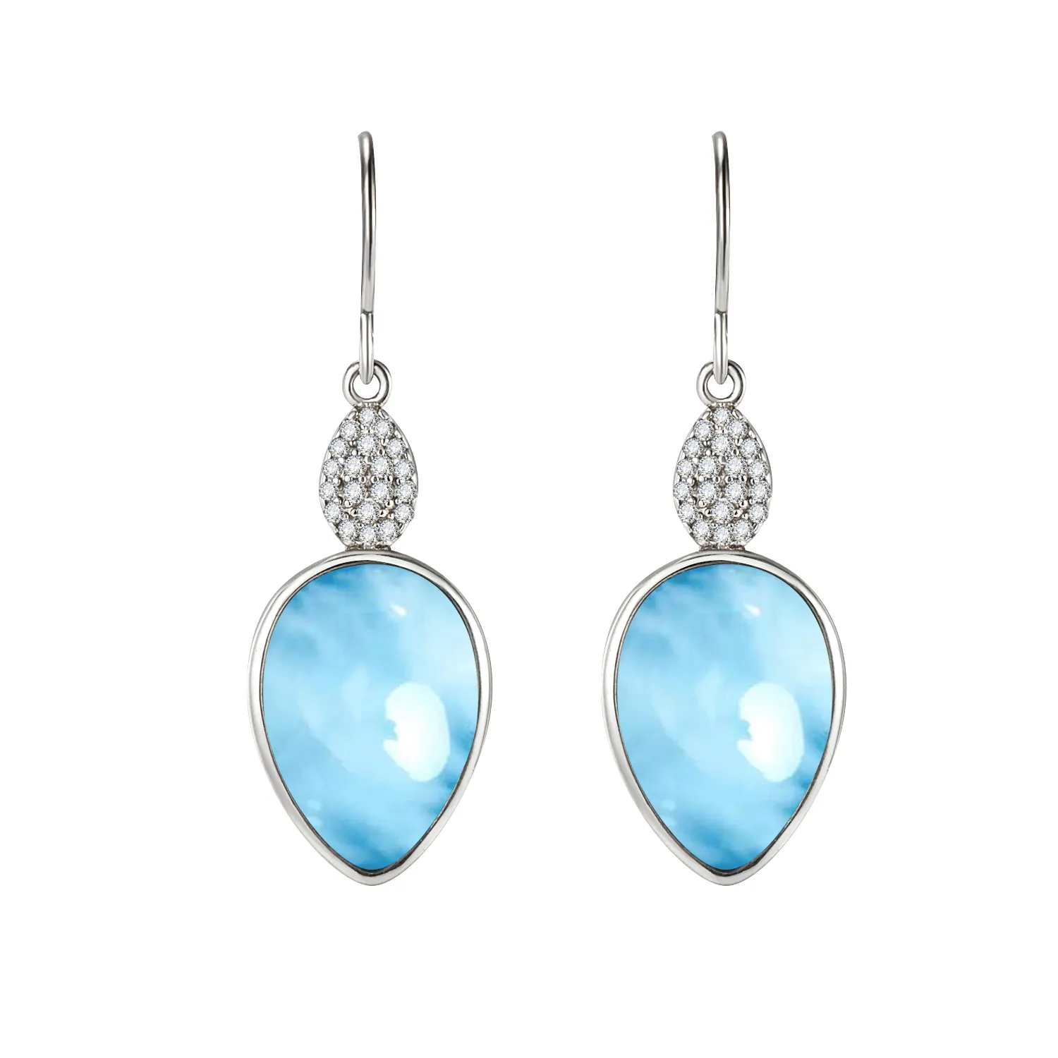 925 Sterling Silber Natürliche Edelstein Schmuck Teardrop Larimar Ohrringe