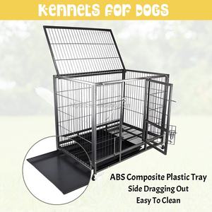 Alt tekerlekler ile Metal köpek sandık büyük köpek kafesi ağır evcil hayvan kafesi - Product Image 6