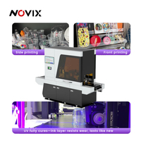 NOVIX Impresora Digital UV de Venta Caliente para el Lateral de Vasos y Botellas, Máquina de Impresión de Tapas de Contenedores, Impresora de Una Sola Pasada