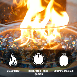 Medium Area Patio Outdoor Propane Butane Gas Steel <strong>Fire</strong> <strong>Pit</strong> with 40000-44999 BTU Heating and <strong>Fire</strong> Glass for Garden Use <strong>Portable</strong> - Product Image 3