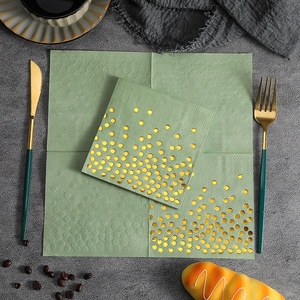 Einweg-Cocktailservietten aus grünem Papier mit goldfarbenem Konfetti-Punktemuster, Partyzubehör - Product Image 2