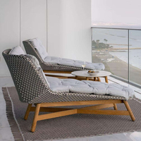 Chaise de plage nordique en teck près de la piscine ensemble de meubles d'extérieur en teck La Sala De Estar Sillas De Playa jardin PE rotin chaises longues