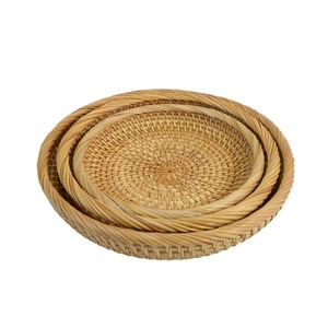 Panier <span class=keywords><strong>de</strong></span> rangement rond en rotin naturel tressé NFS, panier à <span class=keywords><strong>fruits</strong></span> décoratif pour la cuisine, petit panier en osier - Product Image 5