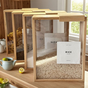Müslispender aus Bambus, Lebensmittelbehälter, Spender für Lebensmittel, Küchen-Organizer und Aufbewahrung, Lebensmittelbehälter & Müslispender - Product Image 5