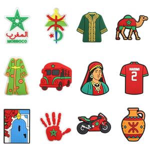 Accessoires décoratifs pour sabots et chaussures à trous, série Maroc, en PVC, pour chaussures de jardin et pantoufles à motifs de dessins animés, vente en gros - Product Image 5