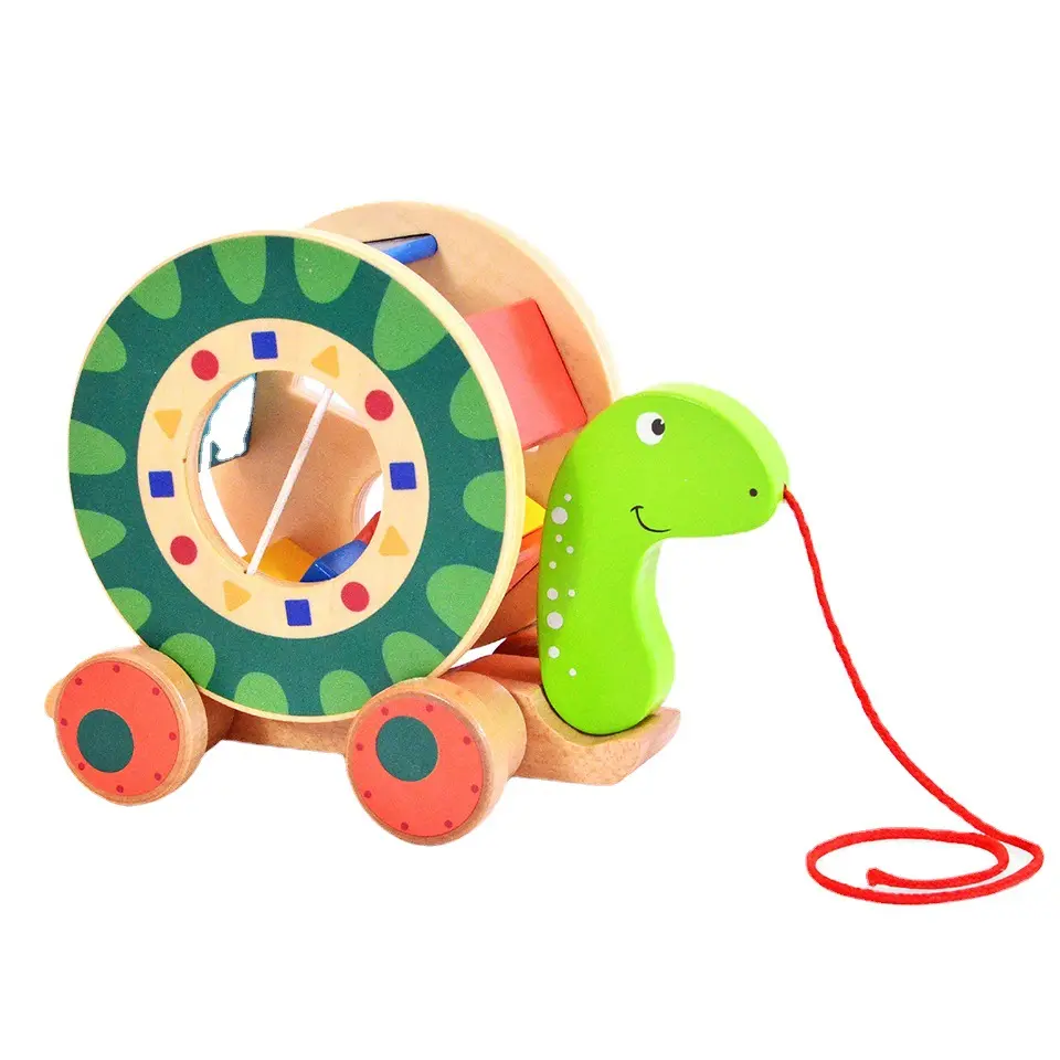 Wooden Puzzle Drag Turtle Intelligence Box 1-2-3 year old boy and girl baby holiday gift