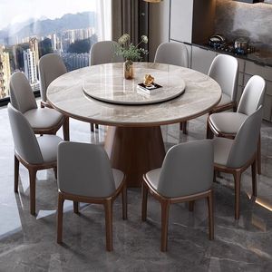 <b>Dining</b> <b>Table</b> And Chair <b>Set</b> <b>Round</b> Modern Minimalist Solid Wood 8 Piece <b>Dining</b> Room <b>Set</b> - Product Image 4