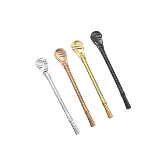 304 stainless steel straw creative coffee beverage lengthened Yerba mate metal filter straw spoon