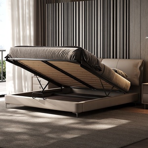 Letto Matrimoniale Moderno di Lusso in Vera Pelle Italiana con Testiera Imbottita per Villa e Camera da Letto Principale - Product Image 6