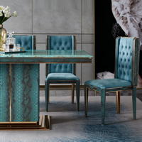 Luxe moderne pour les restaurants : Table à manger rectangulaire en marbre tendance avec ensemble de 6 chaises