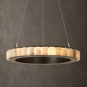 Modern Circular Alabaster Pendant <b>Lamp</b> With Cylindrical Natural Stone For Villa Lobby Home Hotel Project Hanging Light - Product Image 2