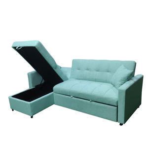 Lieferant für moderne Möbel: Ausziehbares L-förmiges Eck-Futonsofa aus Stoff mit Stauraum für das Wohnzimmer, umwandelbar zum Schlafsofa - Product Image 6