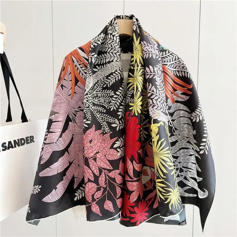 high quality square twill silk scarf wholesale personalized printing custom silk scarves with hand rolled