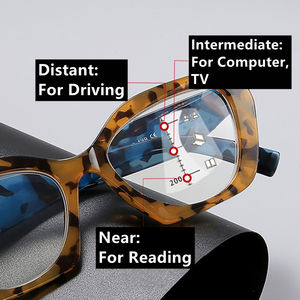 新流行レディースプログレッシブ多焦点リーディングメガネブラックピンクフローラルチャンキー猫目春ヒンジレンズ強度 + 2.50 + 1.50 - Product Image 3