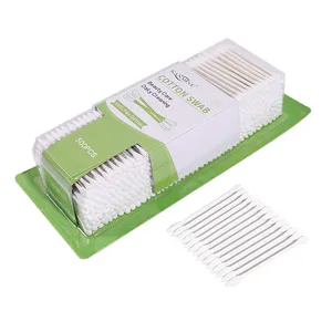 500pcs Branches Apical Platycephaly White Paper Stick Cotton Buds With Card Suction Packaging