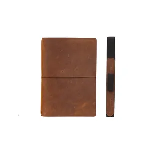 Haute qualité élastique en cuir stylo boucle A5A6 couverture souple luxe artisanat Crazy Horse cuir Journal cahier 2024