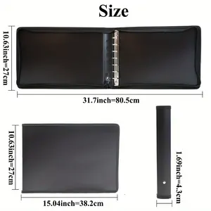 7 Ring Business Check Book Binder, 600 Checks Capacity for 9" x 13" Sheets, PP waterproof Checkbook Holder with Zip Pouch