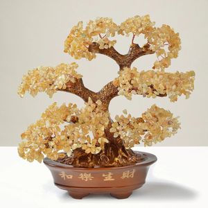 Multi-Gemstone Citrine Bonsai Arbre de Vie avec Pierres Naturelles - Product Image 1