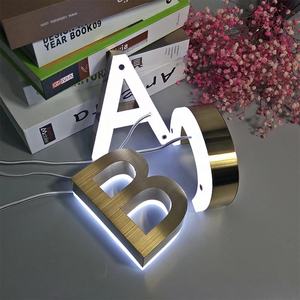 Letrero de Metal con logo de marca, letras de corte láser de <span class=keywords><strong>empresa</strong></span>, dorado, 3d, personalizado - Product Image 1