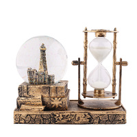 Nouveau fer tour sablier clignotant lumière musique décor à la maison Art déco bois verre bureau décoration boule de cristal boîte à musique