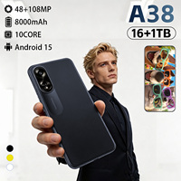 Nouveau Smartphone Android 5G A38 Version Globale Débloquée 2026, 16 Go + 1 To, Grand Écran 7,3 Pouces, Processeur Deca Core, Double SIM LTE CDMA