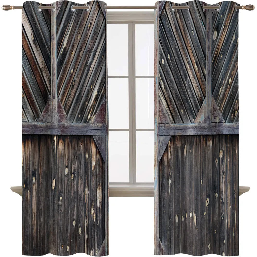 Vente en gros de vieilles portes en bois Rideaux imprimés en 3D pour fenêtres de chambres