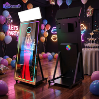 WiViKiosk Portable Led Ring Light Photo Booth Shell Selfie Stand Machine Kiosk With Lcd Screen Flight Case