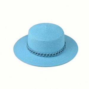 Chapeau de soleil d'extérieur unisexe en paille à large bord, avec chaîne colorée, style sombrero, décontracté et tendance - Product Image 2