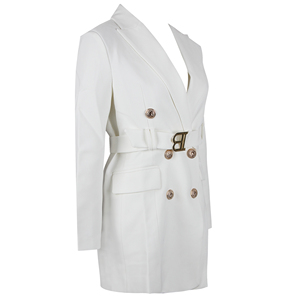 High Quality Women Blazer <strong>Coat</strong> Double Breasted Casual Elegant <strong>White</strong> <strong>Coat</strong> With <strong>Belt</strong> - Product Image 4