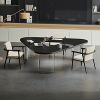 Table de conférence italienne de luxe légère en bois massif à trois côtés avec trou de câblage, écologique, durable, mobilier de bureau moderne