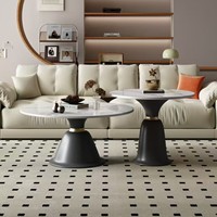 Table basse ronde en acier minimaliste moderne pour le salon, avec tiroir, meubles en bois avec table d'appoint