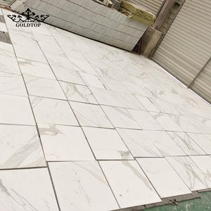 Carreaux de sol et de mur en marbre dolomite blanc Calacatta poli Goldtop modernes, imperméables, pour cuisine et salle de bain - Product Image 2