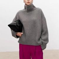 Pull en cachemire pour femme de haute qualité, couleur unie, col roulé, épais, chaud, décontracté, en laine de cachemire