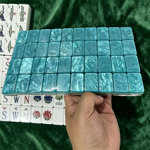 Fichas de Mahjong Americanas Azules Perladas, Juego de Mahjong Acrílico de 160 Piezas, Acabado Perlado Hecho a Mano, Ideal para Viajar - Product Image 1