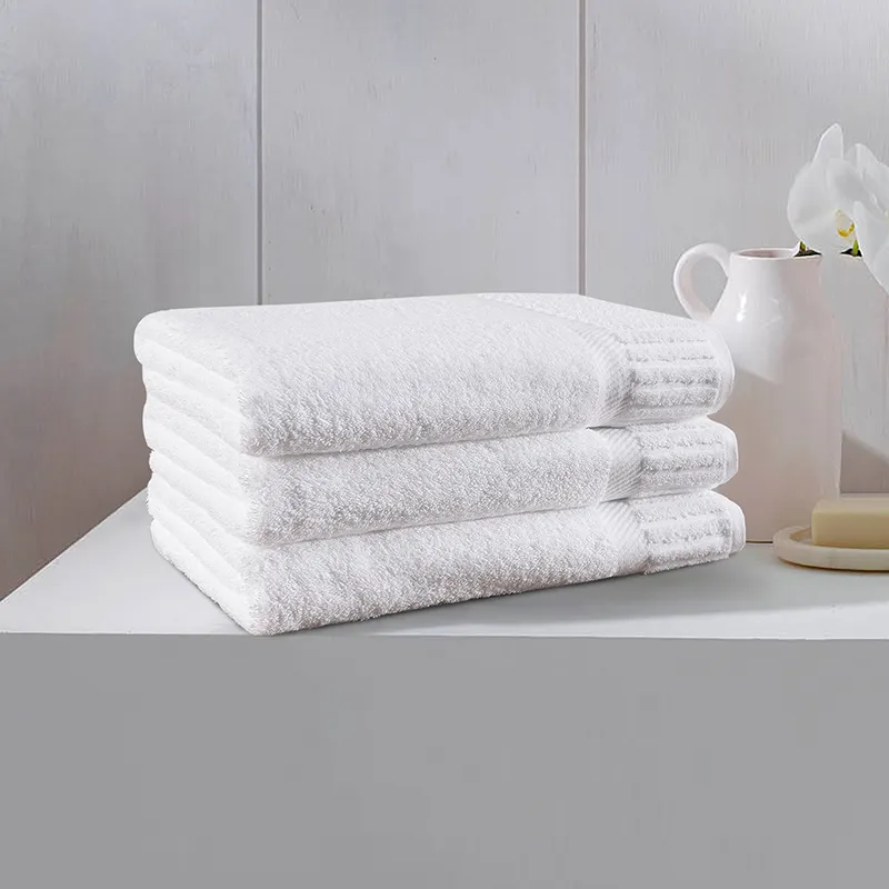 Çin üreticileri saf pamuk özel otel duş havlusu beyaz