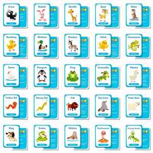 50PCS Children Develop <b>Memory</b> Language Skills Cartoon Cute Animal Cognition Flash Cards for Kids - Product Image 3