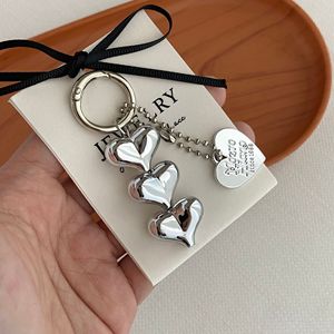 Silver Heart Bead Keychain - Fashion <b>Bag</b> Charm & Phone Pendant, Wholesale Gift for Women - Product Image 2