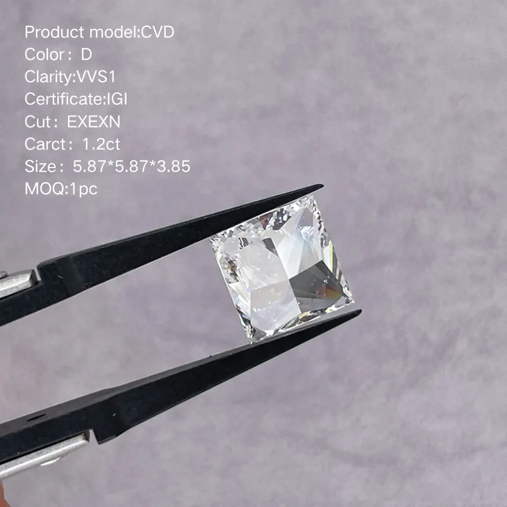 Venta al por mayor IGI certificado GRA CertificateGIA IGI Certified Lab Create Diamond VVS1 VVS2 Princess Cut CVD Loose Lab Grown Diamond