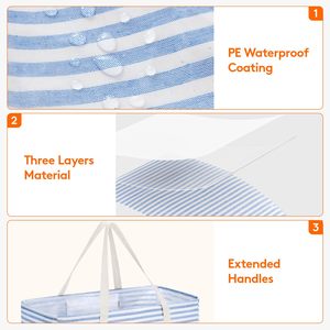 <b>Large</b> Shopping <b>Bag</b> 46 L Foldable <b>Tote</b> with Metal Wire Structure and Reinforced Handles <b>Tote</b> <b>Bag</b> for Supermarket Picnic - Product Image 4