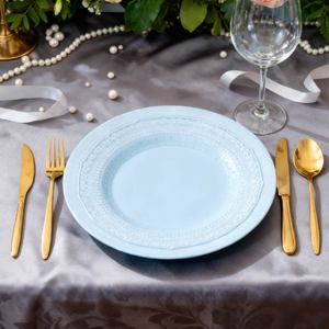 Assiette de présentation de luxe en porcelaine fine, bleu ciel, grande, vintage, pour mariage, écologique et durable, vaisselle en céramique - Product Image 5