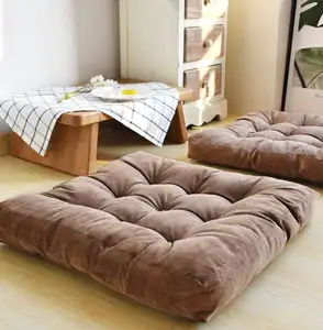 Solid Square Seat Cushion Corduroy Chair Pad Pillow Seat Tatami Floor Cushion for Yoga Meditation Living Room