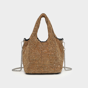 Bolso de Noche Clásico con Pedrería Completa, Bolso de Mano Brillante con Cadena de Diamantes para Mujer, Bolso Bandolera de Poliéster para Fiesta PLAYMAX - Product Image 3