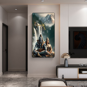 Hindu thần Shiva parvati Tôn Giáo nghệ thuật bức Tranh đồng hồ trang trí khung HD pha lê sứ in tường nghệ thuật đồng hồ treo tường - Product Image 5