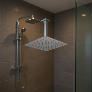 Pommeau de douche carré chromé à suspendre, économiseur d'eau, pour salle de bain, design minimaliste - Product Image 2