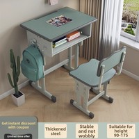 Ensemble table et chaise d'étude pour enfants, hauteur réglable, vert, bureau d'école pour étudiants, chaise moderne, table d'apprentissage pour enfants avec tiroir