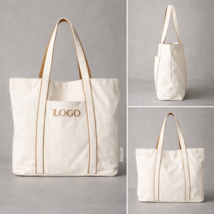 Fashionable Personalised Courtside Tote Bag Large Capacity Cotton Canvas Monogram Embroidered Logo Tote Bag - Product Image 3